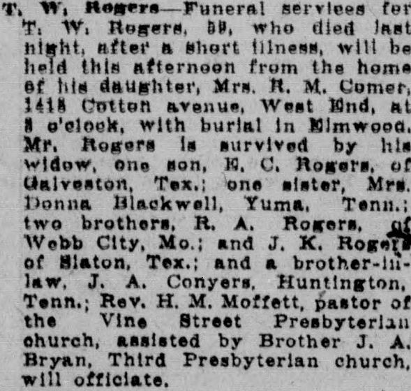 T.W. Rogers obituary